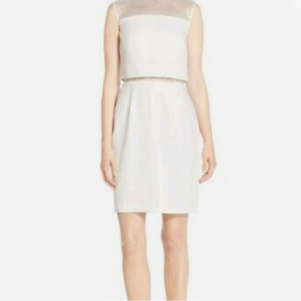 Aidan mattox dress Sz 6M Women's Lace Illusion Yoke Popover Crepe